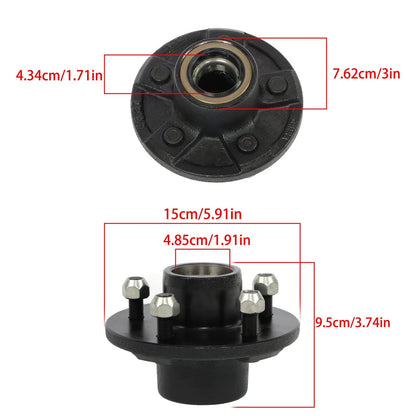 2X Pre-Assembled 5-4.5" Trailer Hub Kit for 3500 lb #84 Trailer Axle