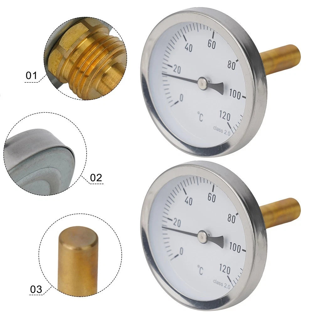 2X Heating Thermometer 63mm Bimetal for Accurate Temperature Reading