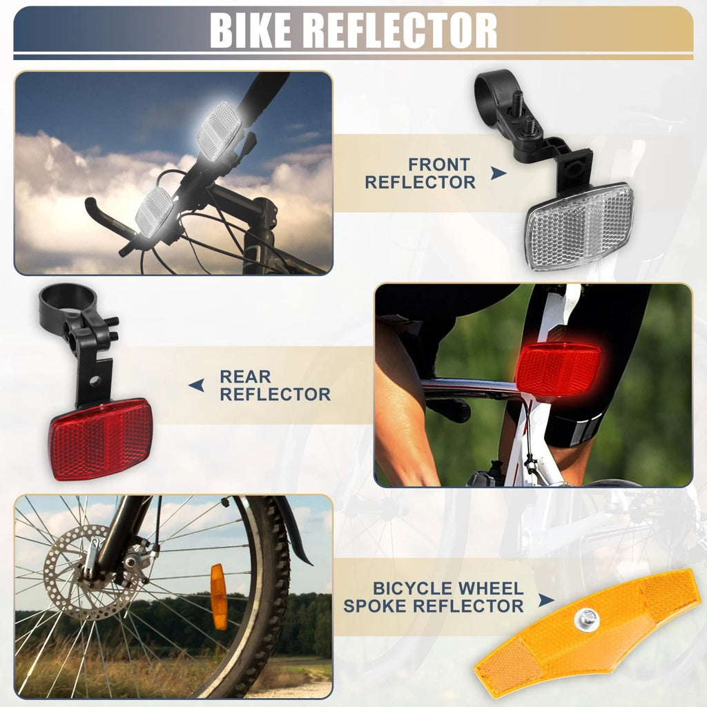 6pcs Bicycle Front Rear Reflector Kit for Mountain Bike (Universal)