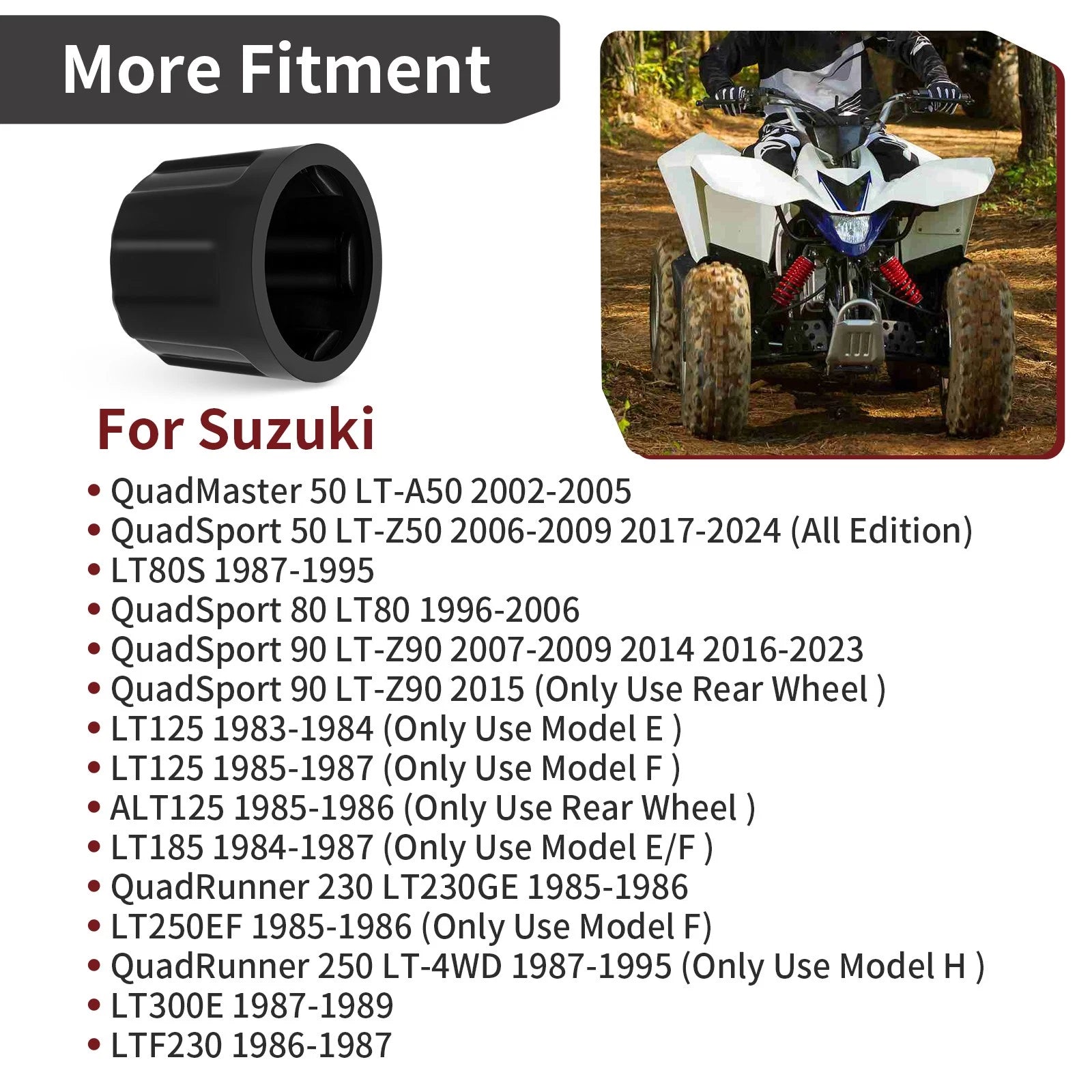 Black Center Hub Wheel Cap 54725-18A00 for Suzuki Quadrunner 125-300 (1985-2002)