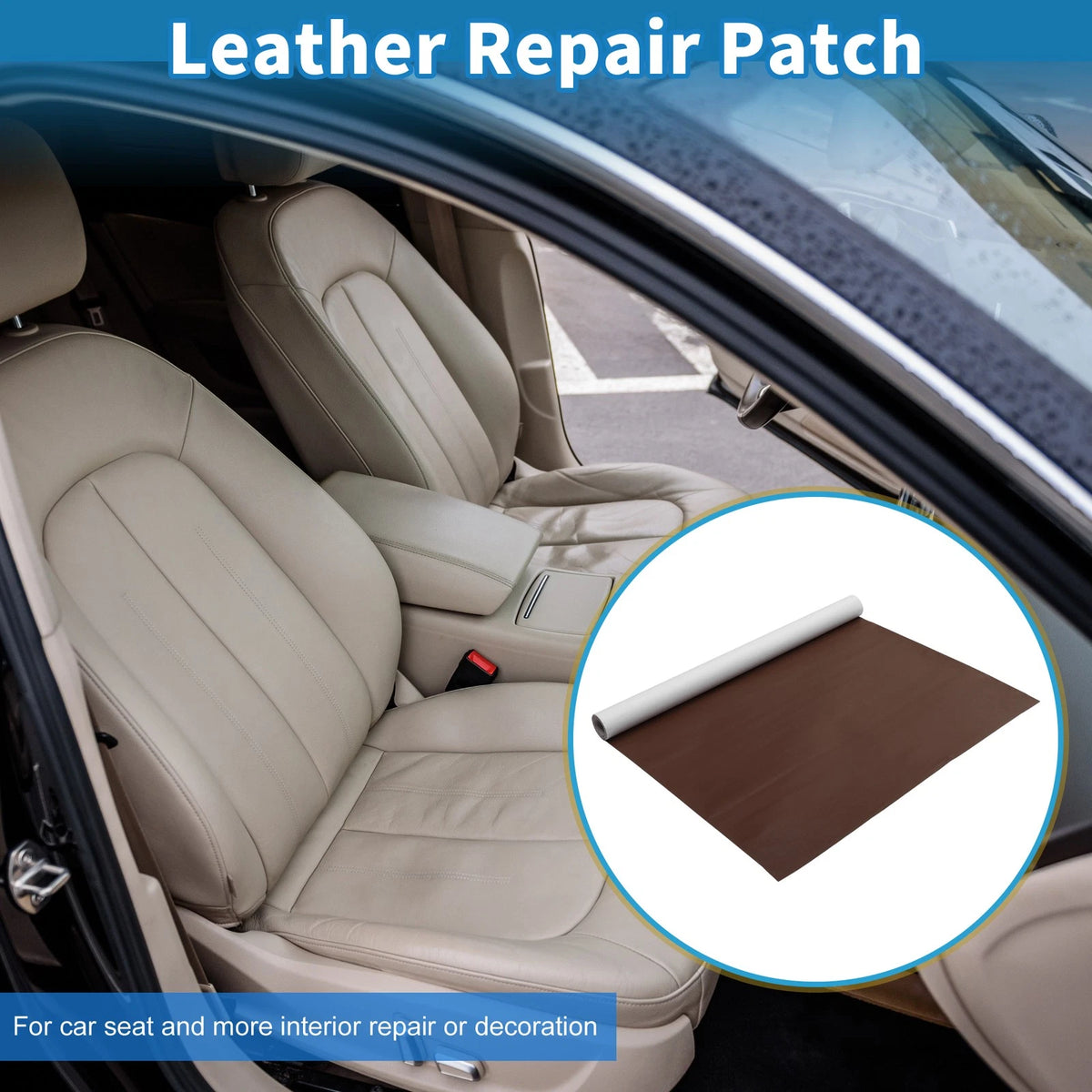 Self Adhesive Leather Repair Patch for Car Seat Sofa (19.6"x53.9", Red Brown)