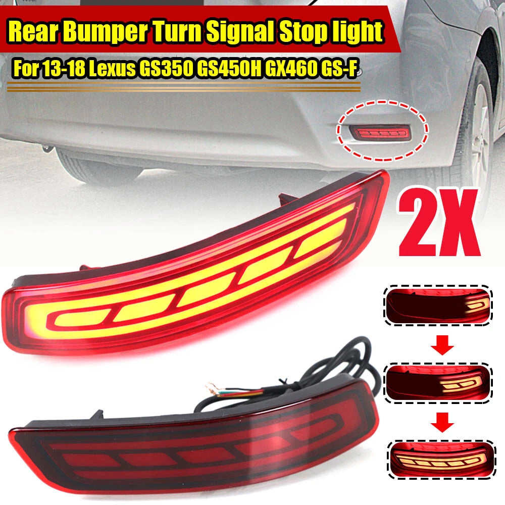 LED Rear Bumper Turn Signal Brake Lights for Lexus GS350 GS450H ES350 (2013–2018)