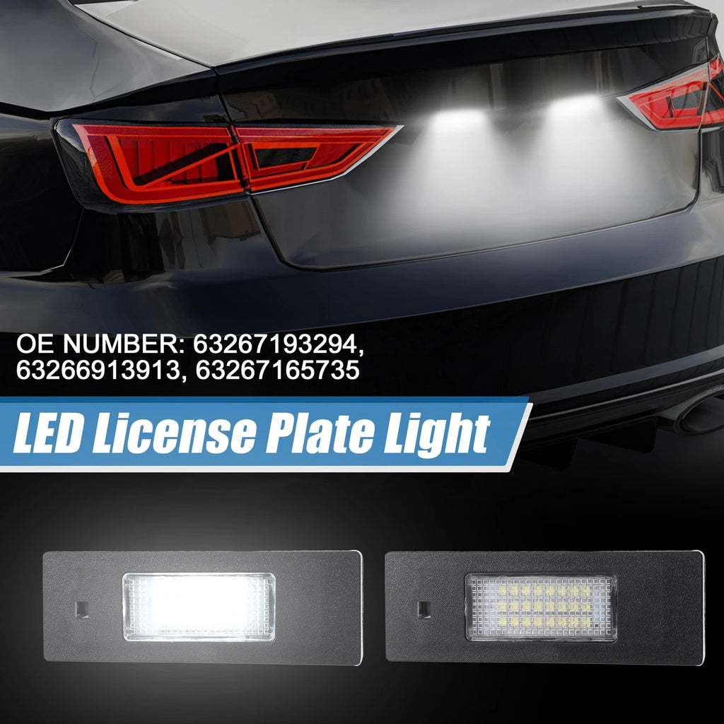 License Plate Light Assembly White LED Pair for BMW (2008–2018)
