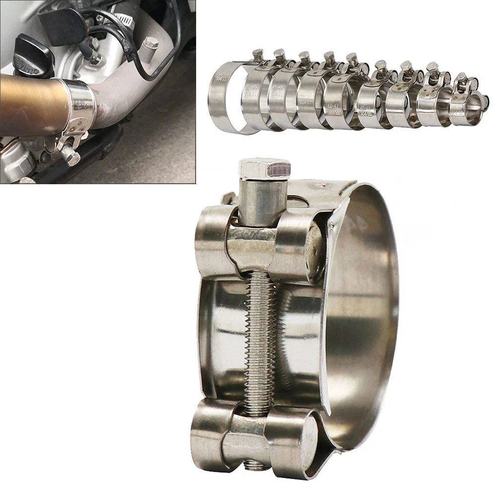 1PCS Motorcycle Exhaust Pipe Clamp 36-39mm Stainless Steel Muffler Fixed Caliper