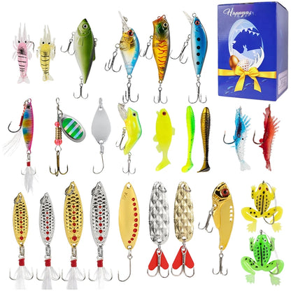 Set of 24 Realistic 3D Fishing Lures with Double Hooks