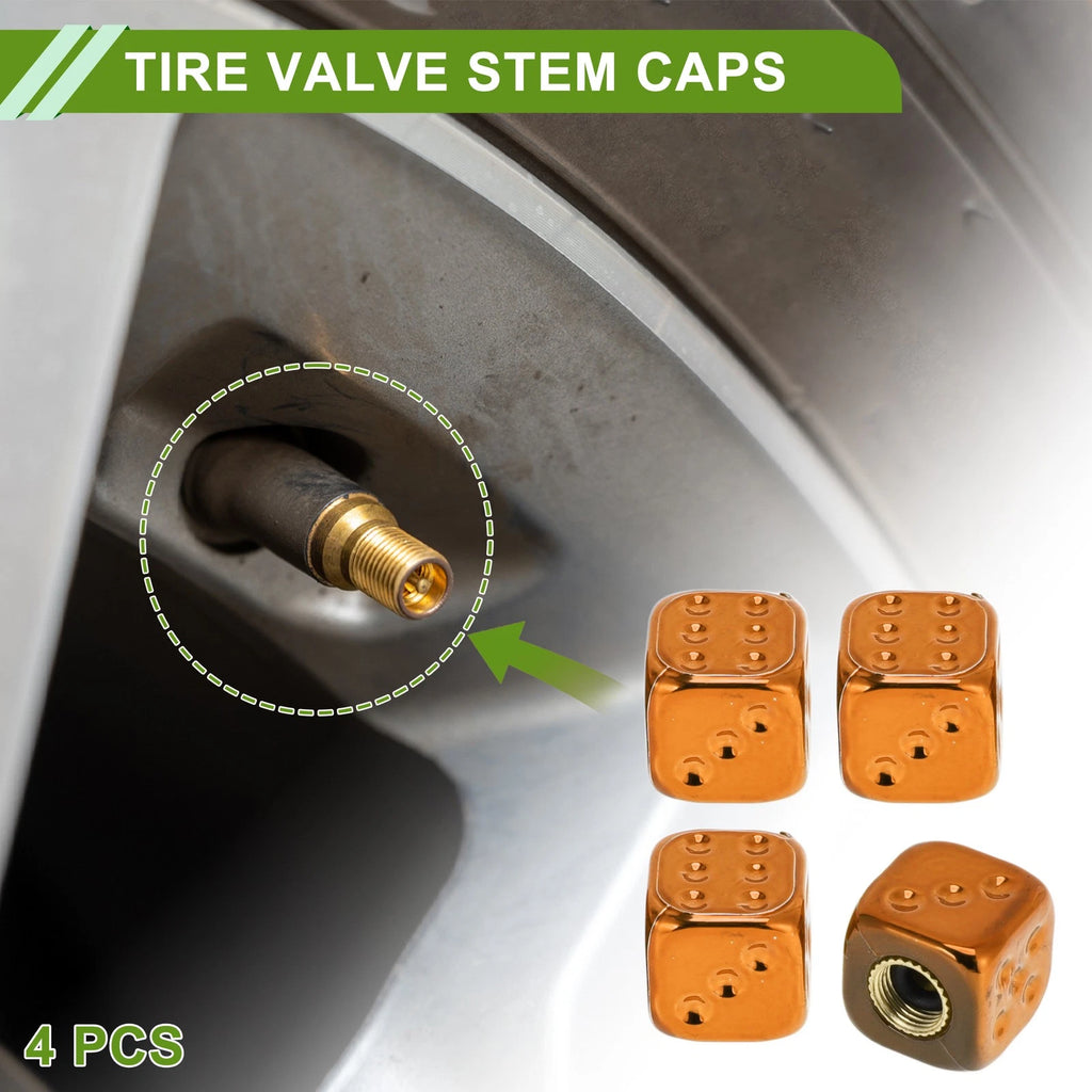 Tire Valve Stem Caps Replacement Dust Covers Orange for Bicycle (4 Pack)
