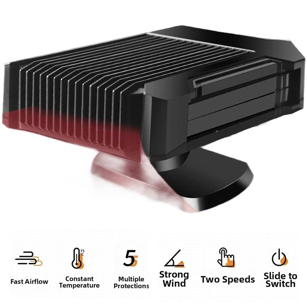 Portable 12V Car Heater Fan for Windshield Defrost (Adjustable Angle)