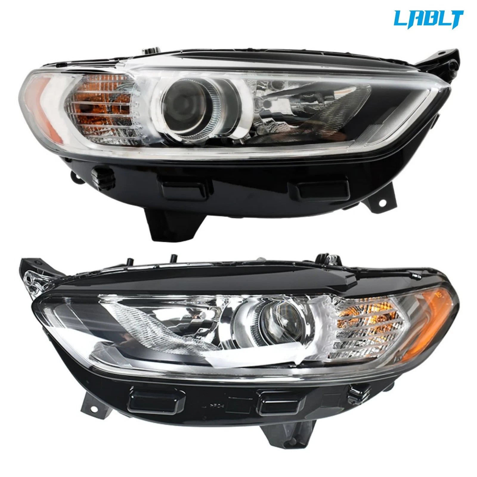 Set of 2 Chrome Halogen Headlight Assembly for Ford Fusion (2013–2016)