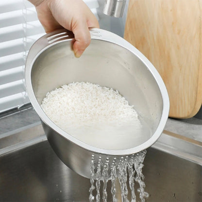 Stainless Steel Rice Washing Bowl Colander Strainer 26.3 x 12.8 cm