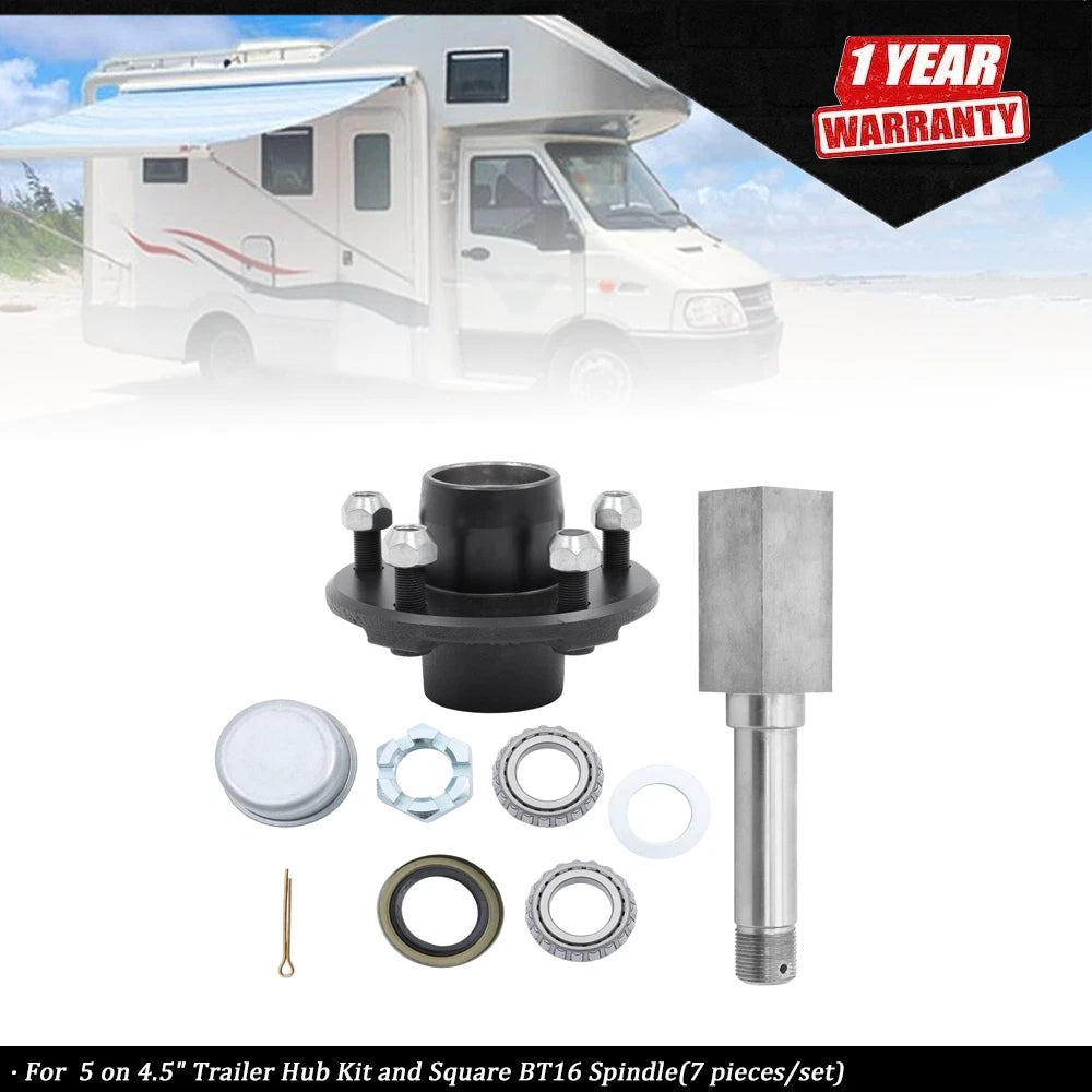 7-Piece Trailer Hub Kit for 5 on 4.5" BT16 Spindle