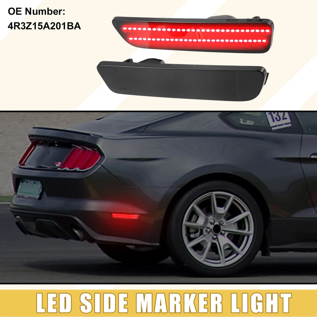 Rear LED Side Marker Light Black Lens Red for Ford (2015–2016)