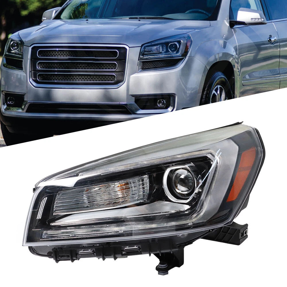 Halogen Projector Headlight for GMC Acadia (2013–2016) Black Driver Side