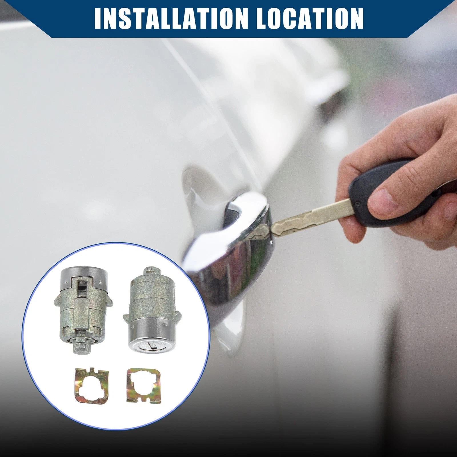 Front Left Right Door Lock Cylinder with Key for Chevy GMC Cadillac (2005–2015)