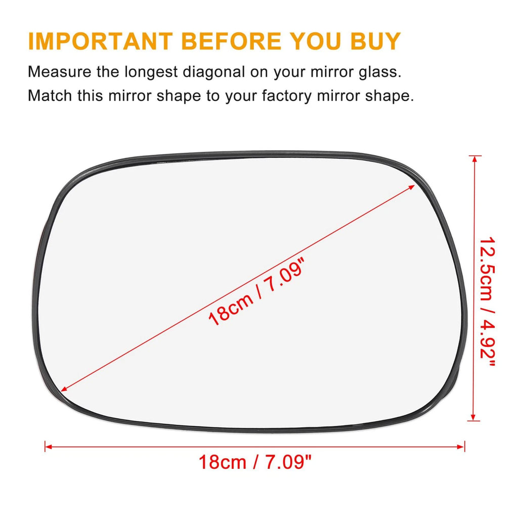 Left Side Mirror Glass with Backing Plate Replacement for Toyota RAV4 (2013–2018)