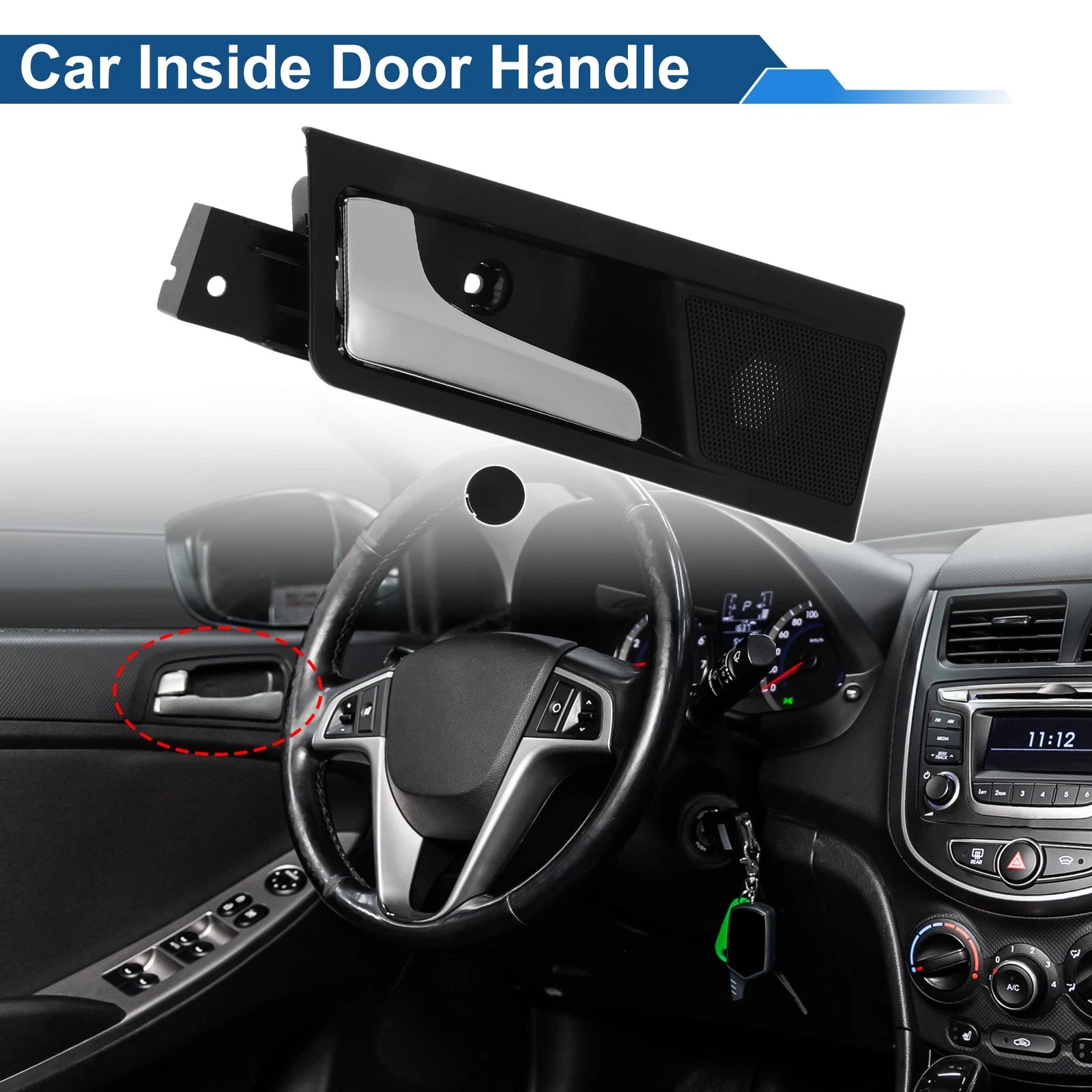 Rear Left Passenger Side Interior Door Handle for Roewe 350 (2012–2015) Black Chrome