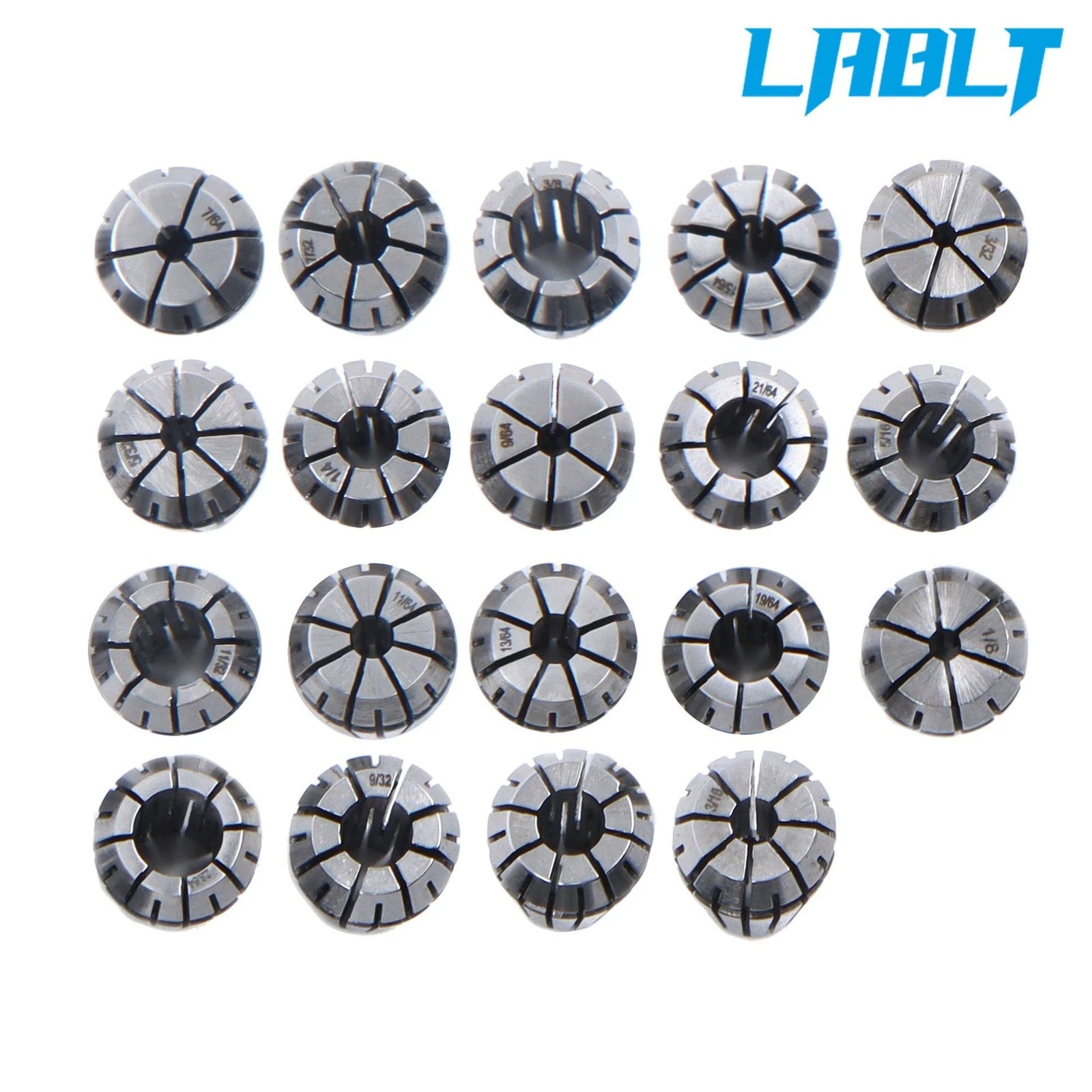 19-Pcs ER16 Collet Set for (Complete Sizes 1/16 to 1/64)