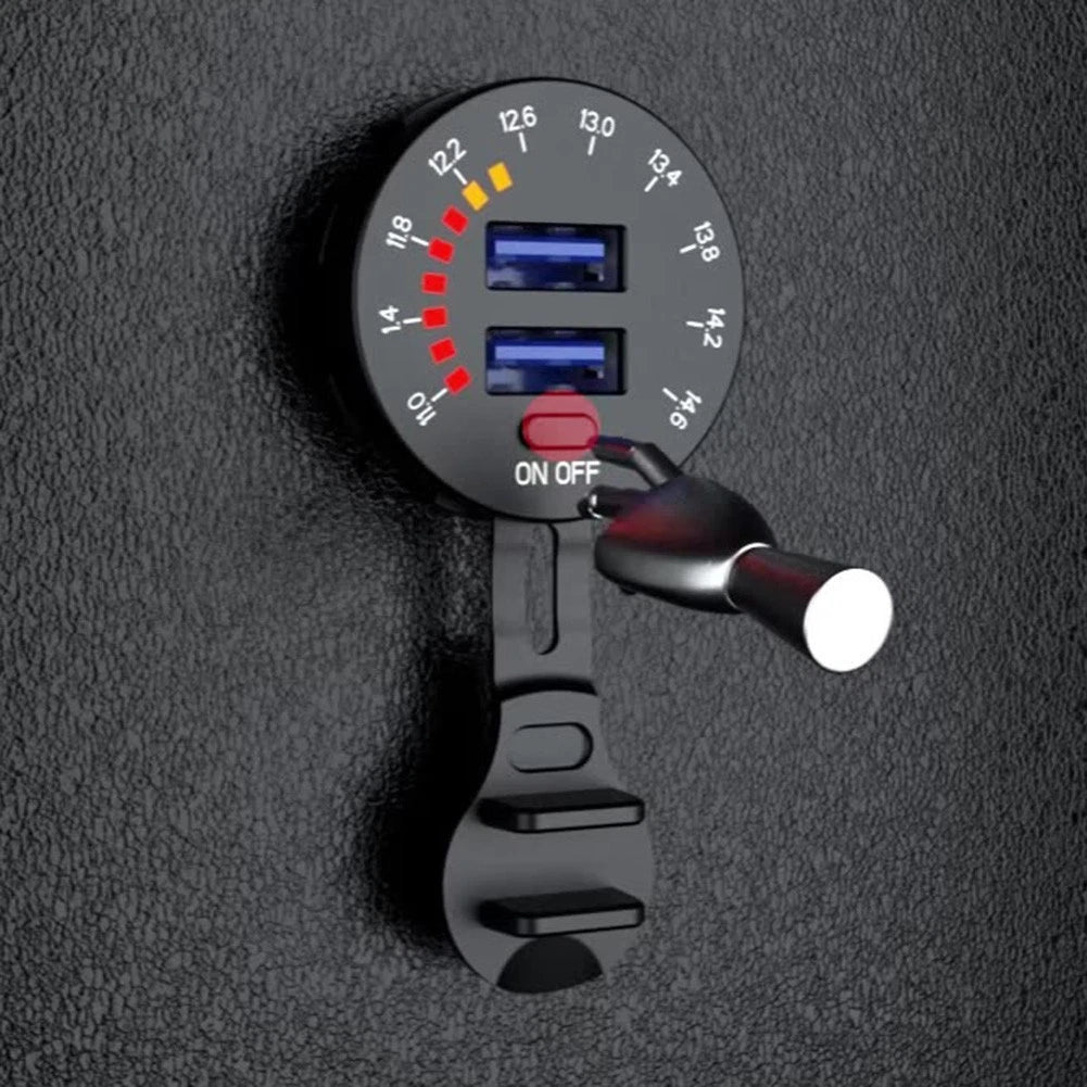 Dual USB Charger Socket with LED Voltmeter for 12V 24V Vehicles