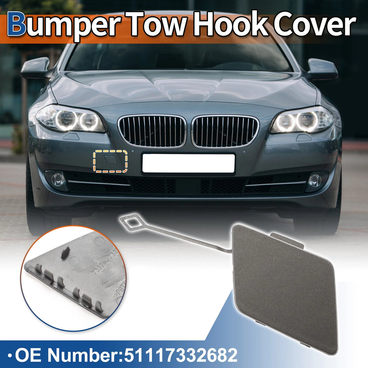 Front Right Tow Hook Cover Cap Replacement for BMW X5 (2014–2018)