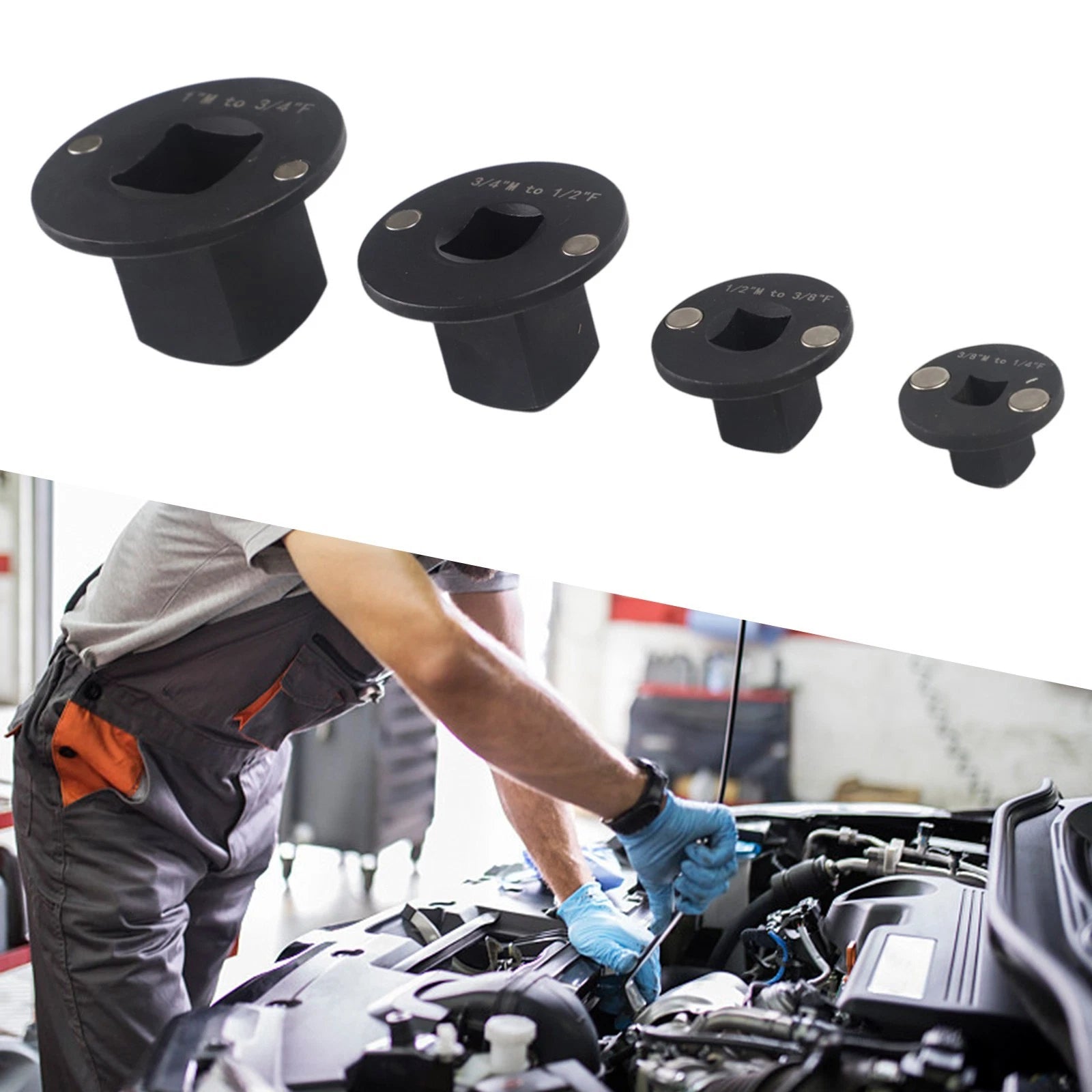 Set of 4 Low Profile Magnetic Socket Holders for Workshop
