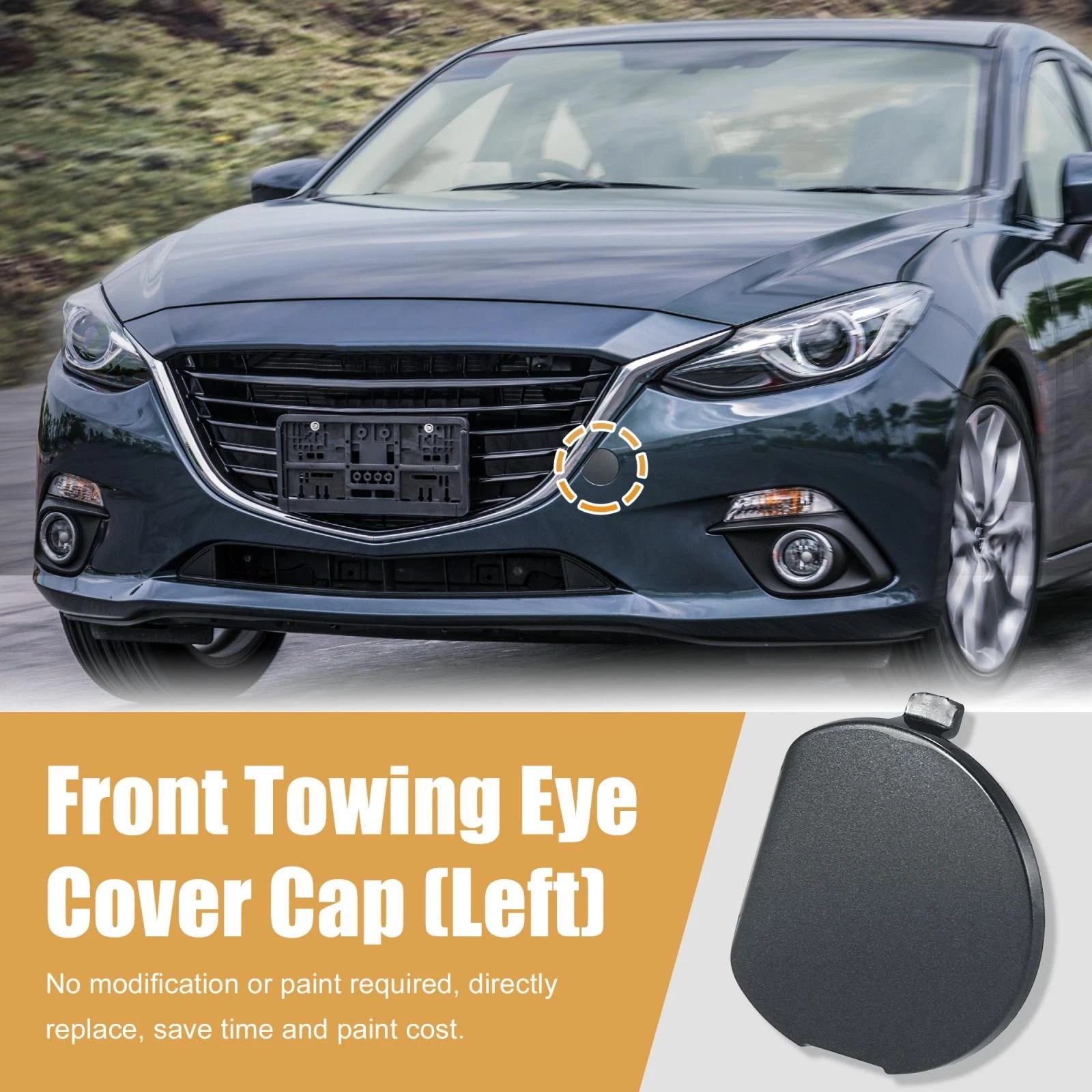 Front Bumper Tow Hook Eye Cover Cap for Mazda 3 (2014–2016)