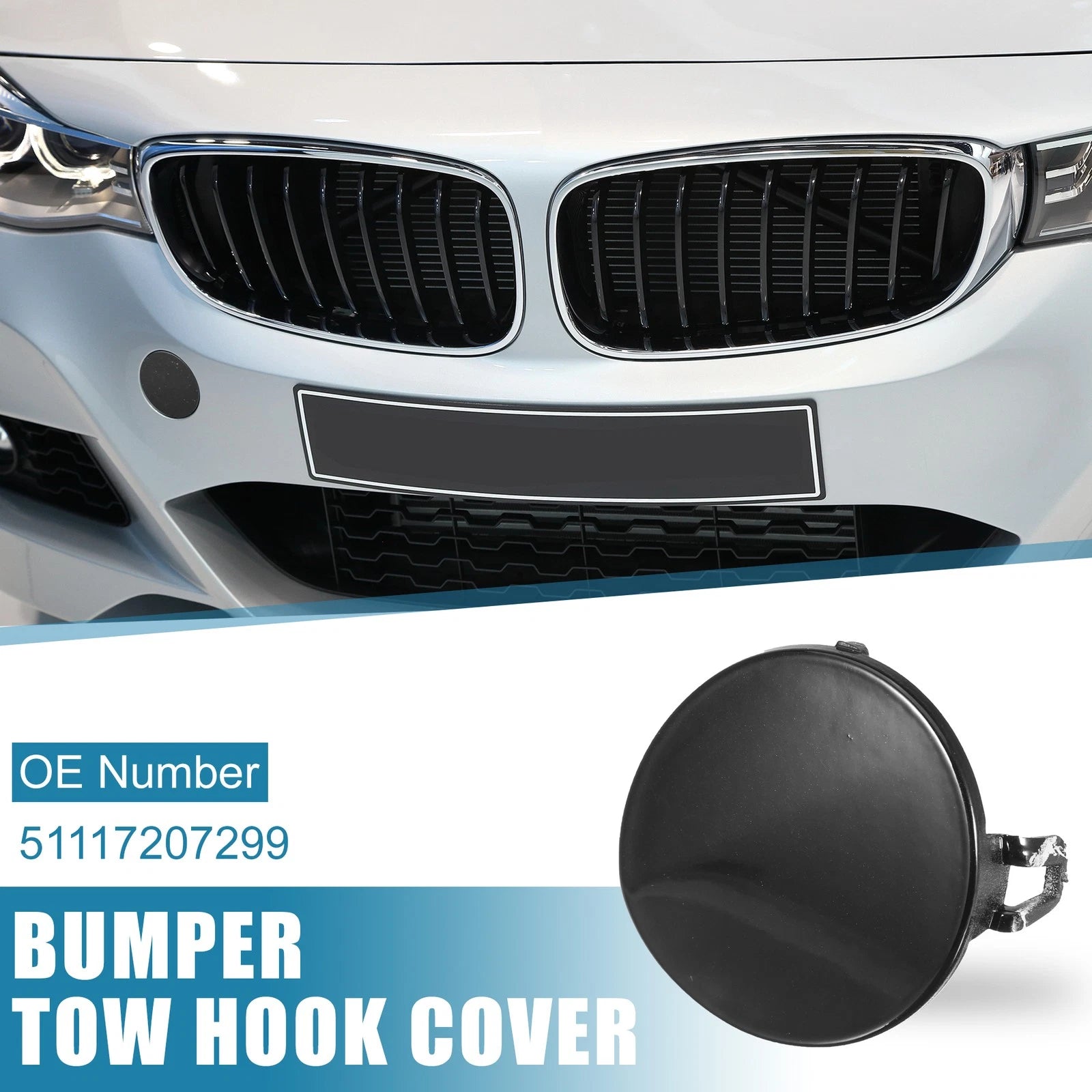 Front Bumper Tow Hook Cover 51117207299 for BMW 3 Series E90 E91 (2009–2012) Black