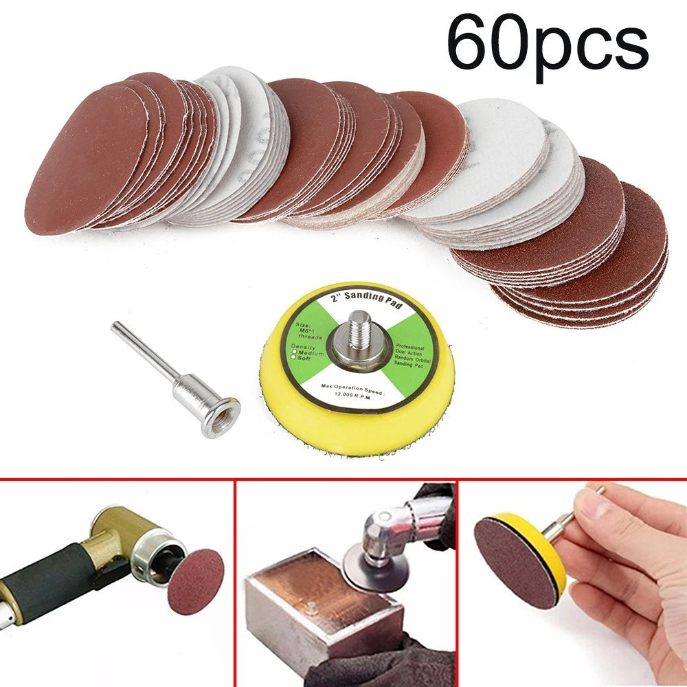 Set of 10 Sanding Discs for Woodworking (2 Inch)