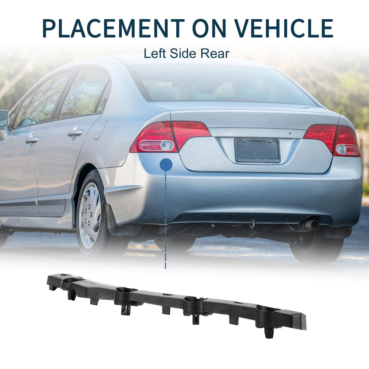 Left Rear Bumper Retainer Bracket for Nissan Versa (2020–2022) ABS Black