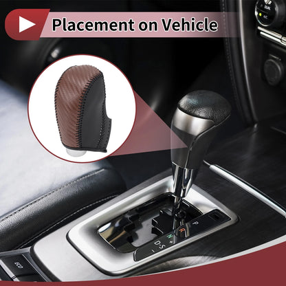 Gear Shift Knob Cover for Subaru XV Crosstrek 2013–2015 Brown Carbon Fiber