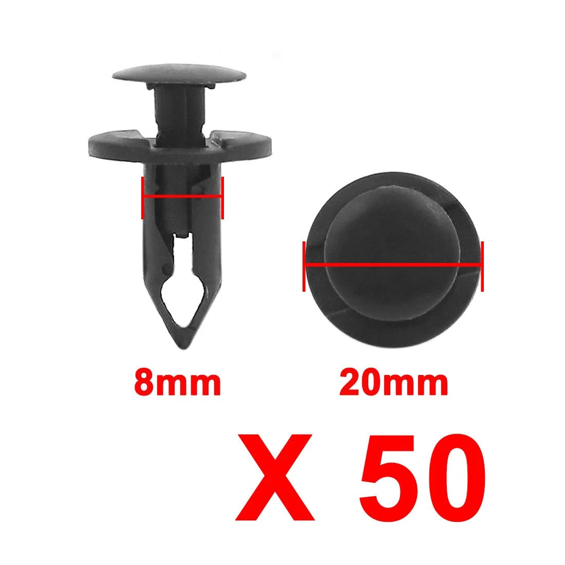 Black Plastic Bumper Clips Splash Guard Set of 50 for Honda and Suzuki (2005–2015)
