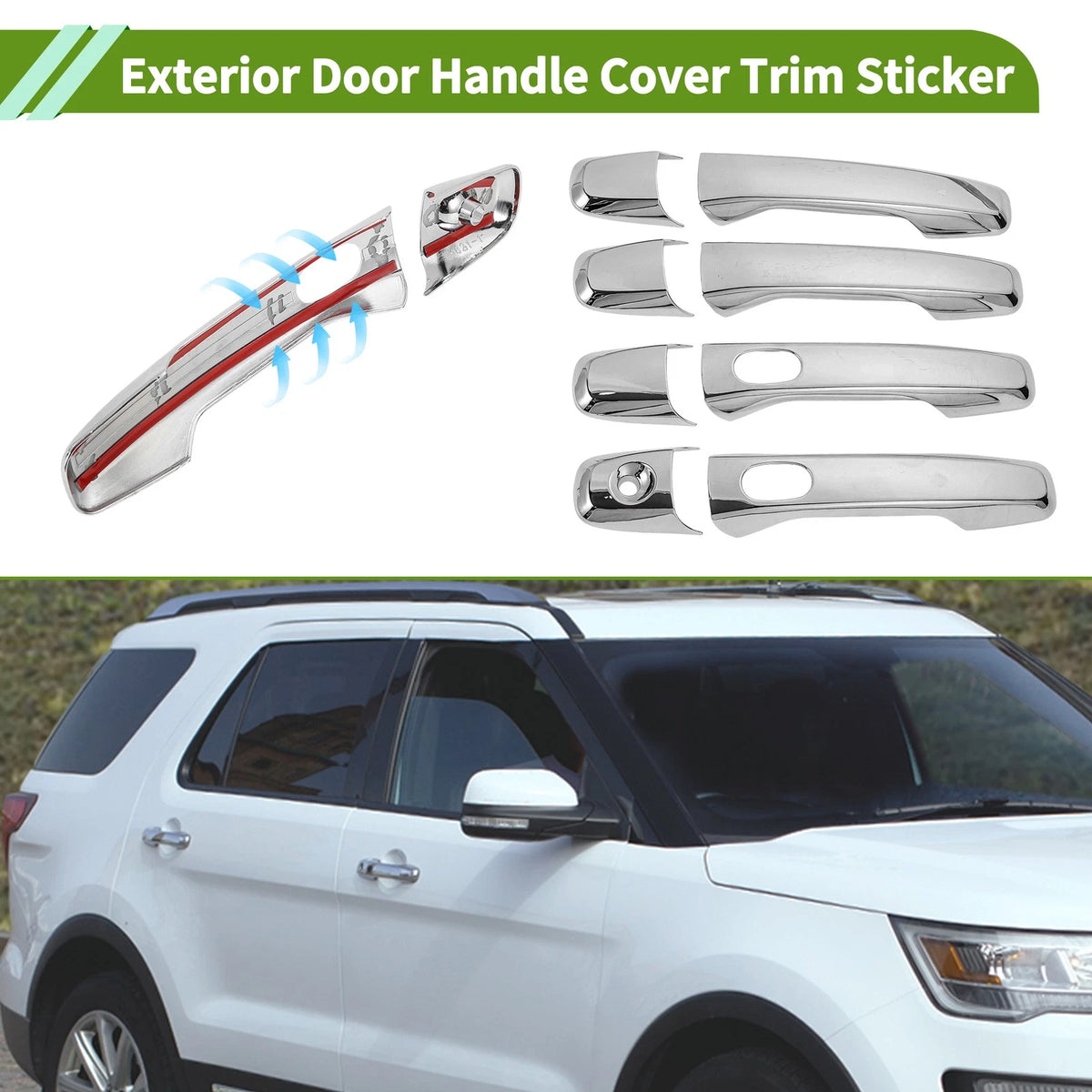 Exterior Door Handle Cover Trim for Ford Explorer 2011–2019 Plating 1 Set