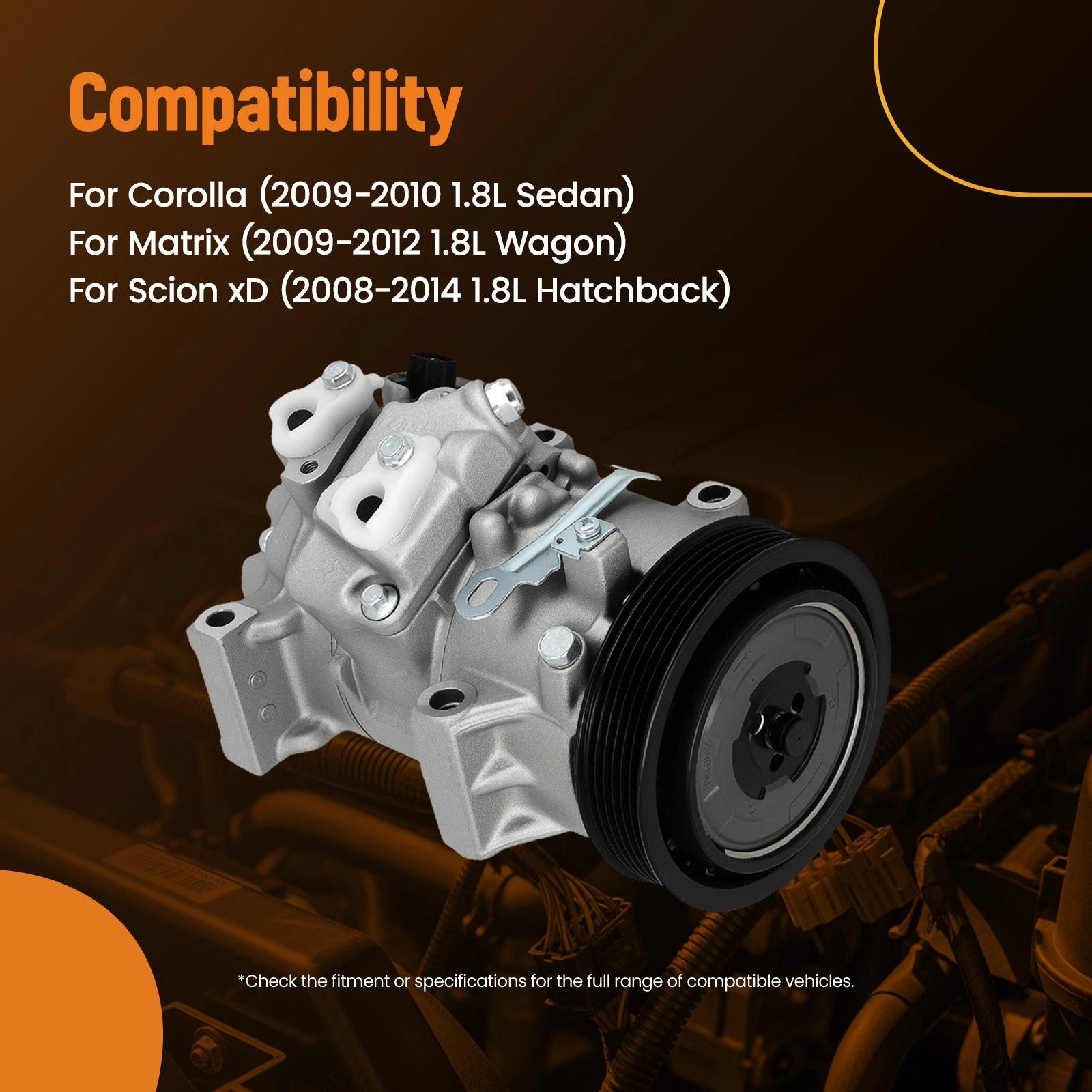 AC Compressor with Clutch for Toyota Corolla Matrix (2009–2012)