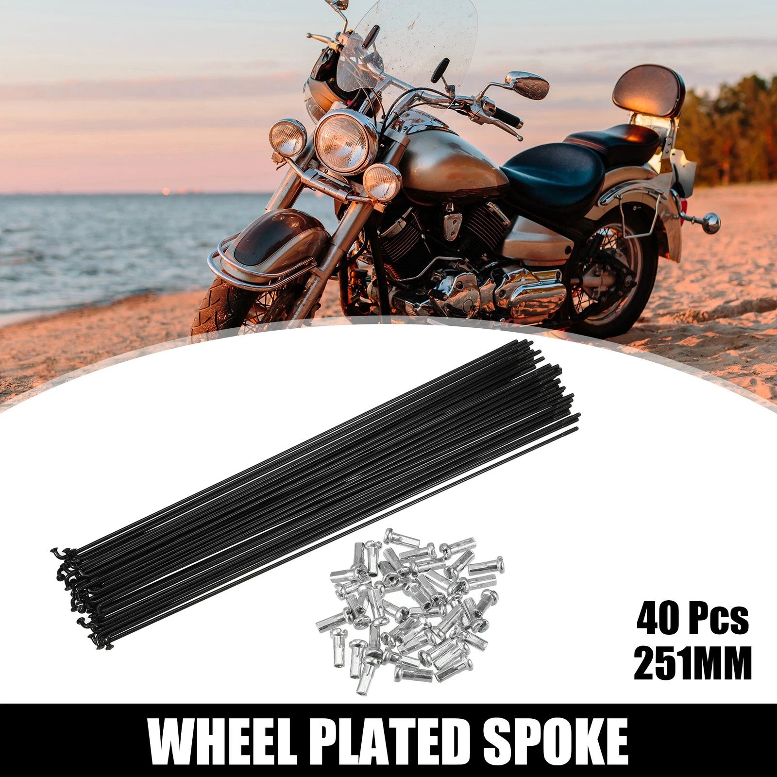 Bicycle Spokes and Nipples 14G 251mm Replacement for Most Bicycles