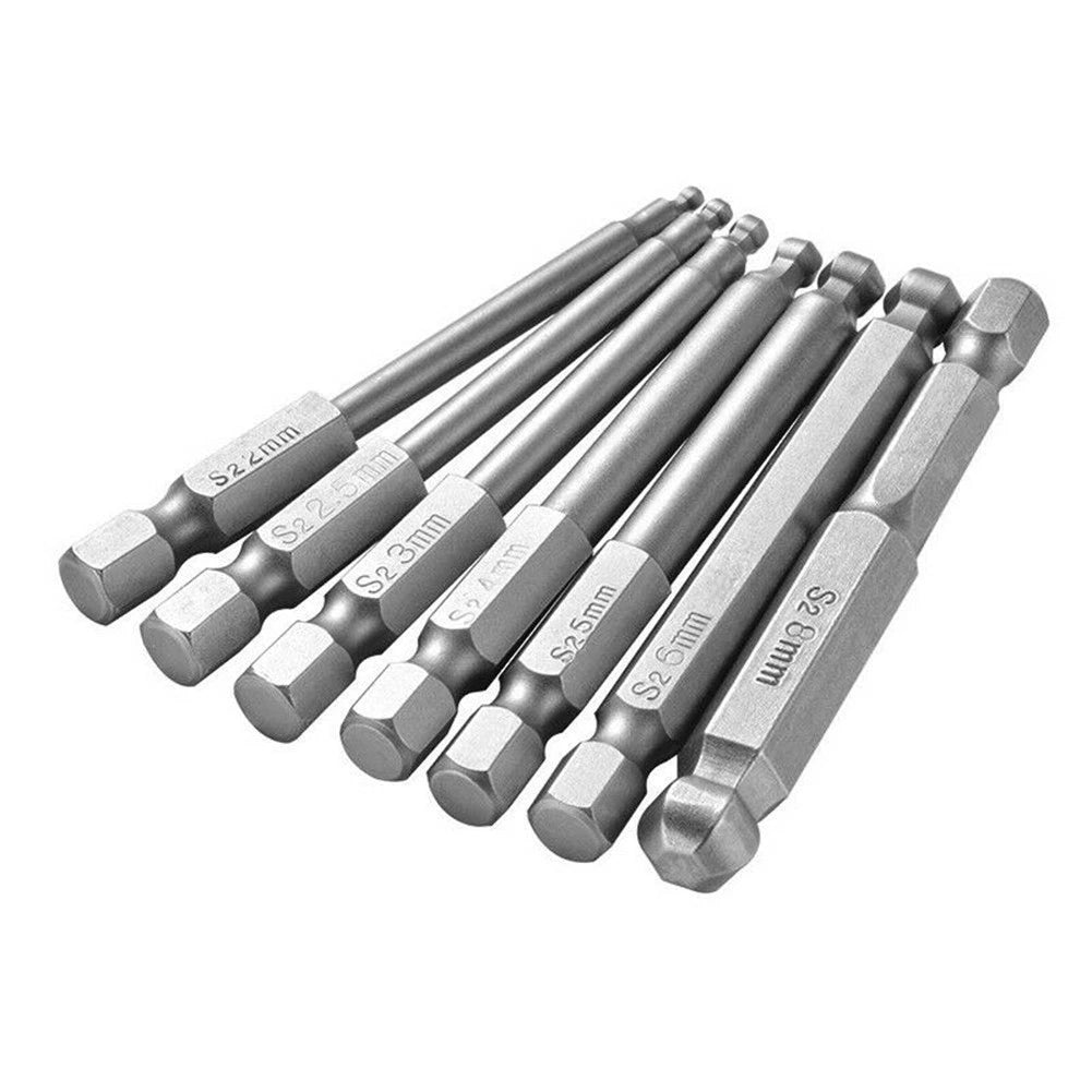 7pc Hex Ball Long Bit Set for Manual Electric Screwdrivers