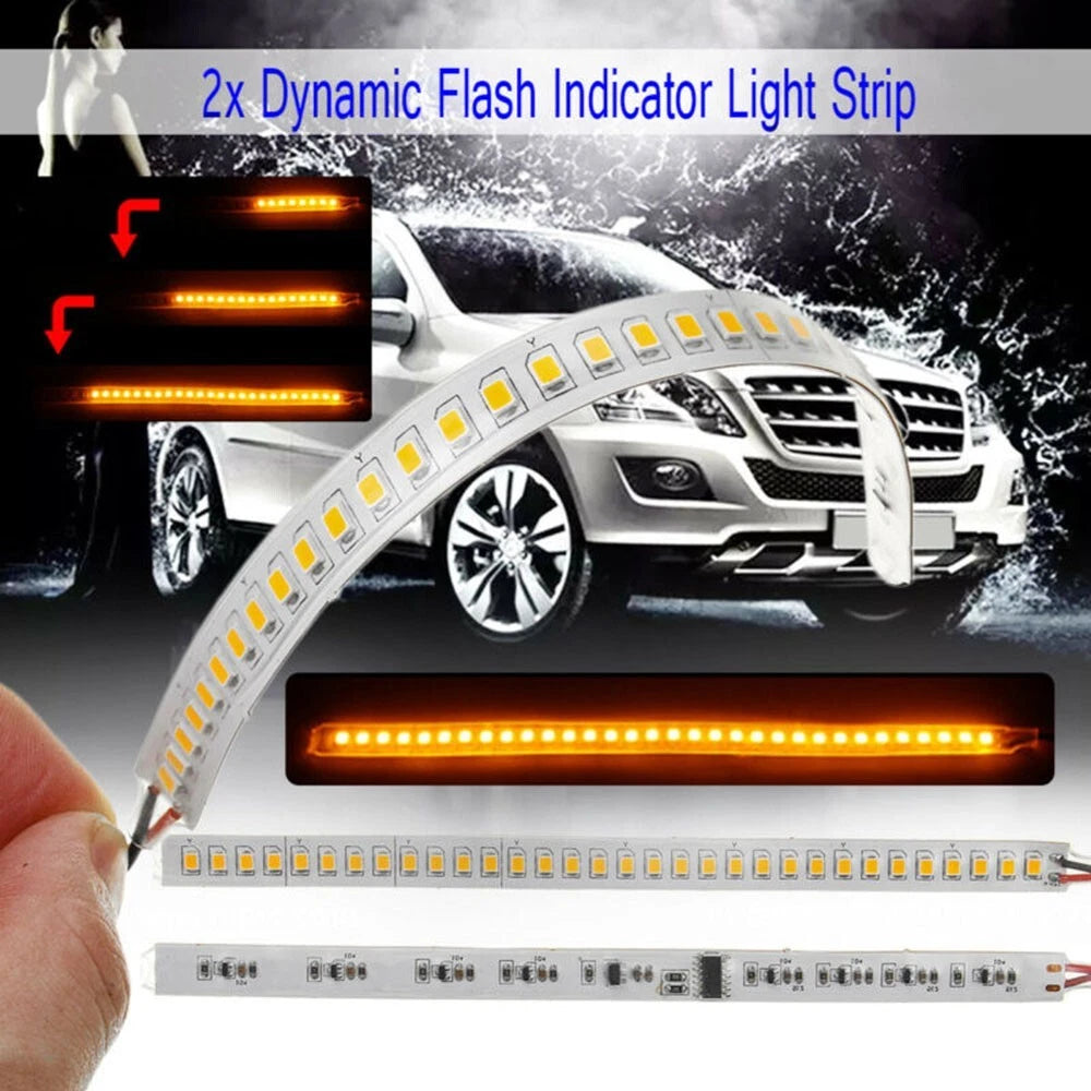2X Dynamic Flash LED Side Rearview Mirror Indicator Lights for Universal