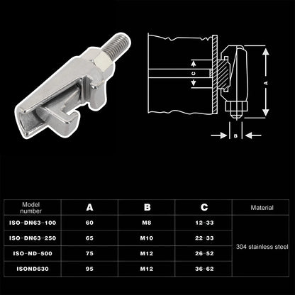 M8 ISO Double Jaw Clamp for Various Applications (304 Stainless Steel)