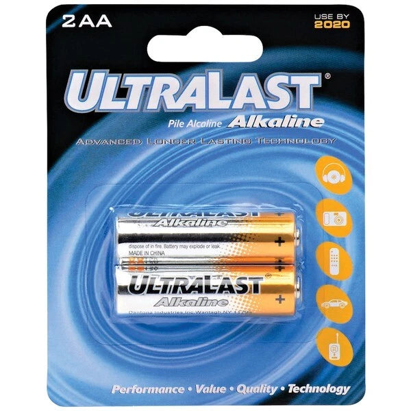 2X Alkaline Batteries ULA2AA for Ultralast
