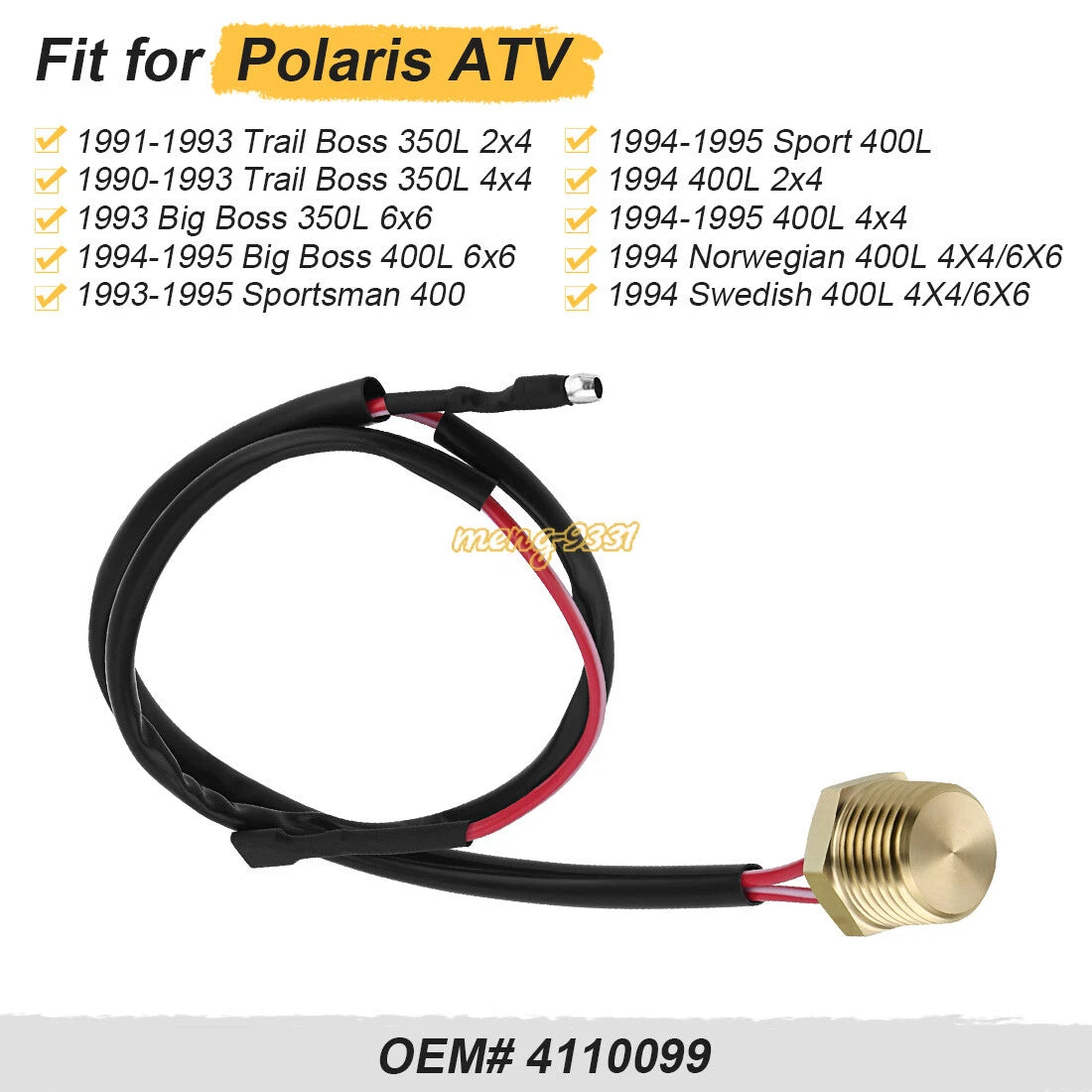 Radiator Thermo Switch Sensor for Polaris Trail Boss 350L Big Boss 350L 400L (1990–2005)