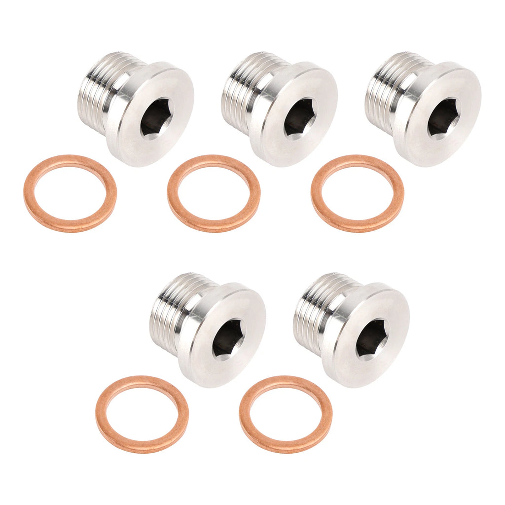 5X M18 x 1.5 Sensor Plug Cap with Copper Washer for Universal Fit Motorcycle