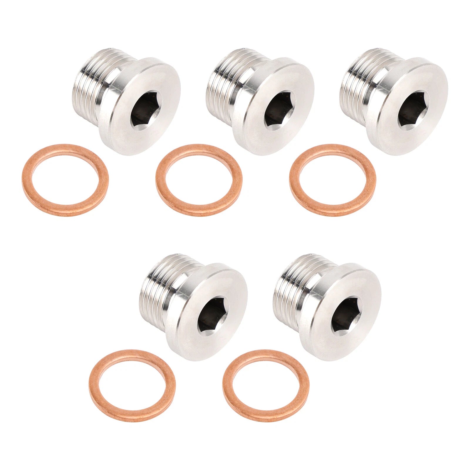 5X M18 x 1.5 Sensor Plug Cap with Copper Washer for Universal Fit Motorcycle