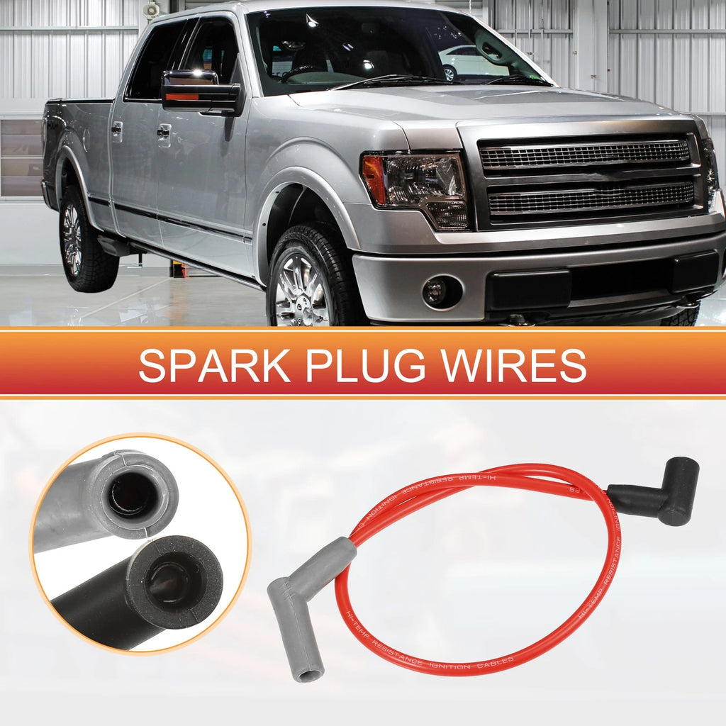 8 Pcs Spark Plug Wire Set with Ignition Coil for Ford Valve Cover (1990–1995)