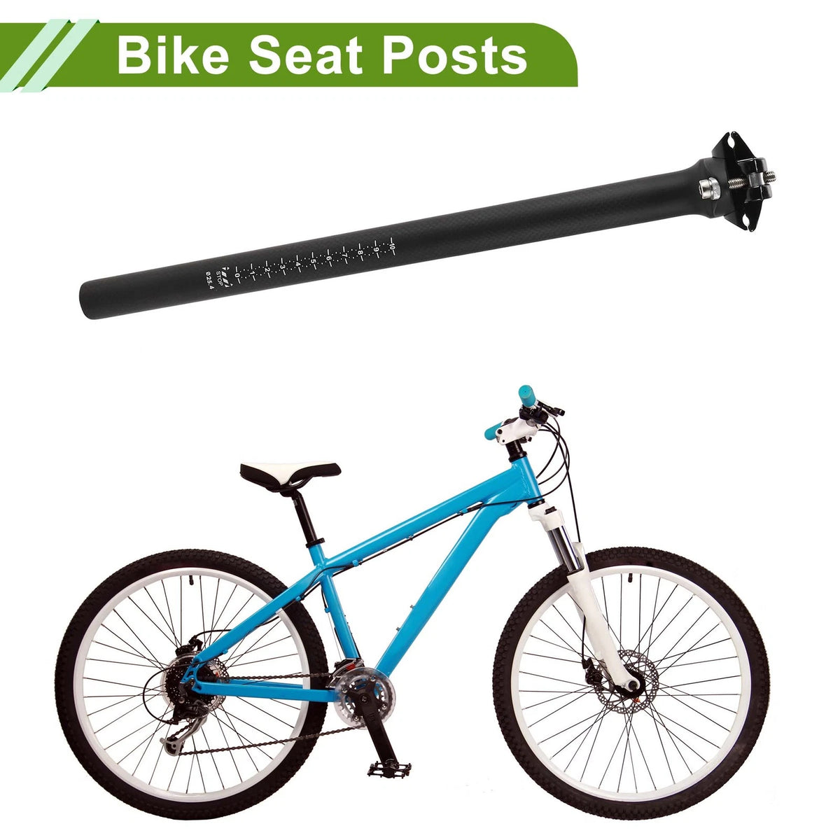 Bike Suspension Seatpost Replacement 25.4x350mm for Carbon Fiber Matte Black
