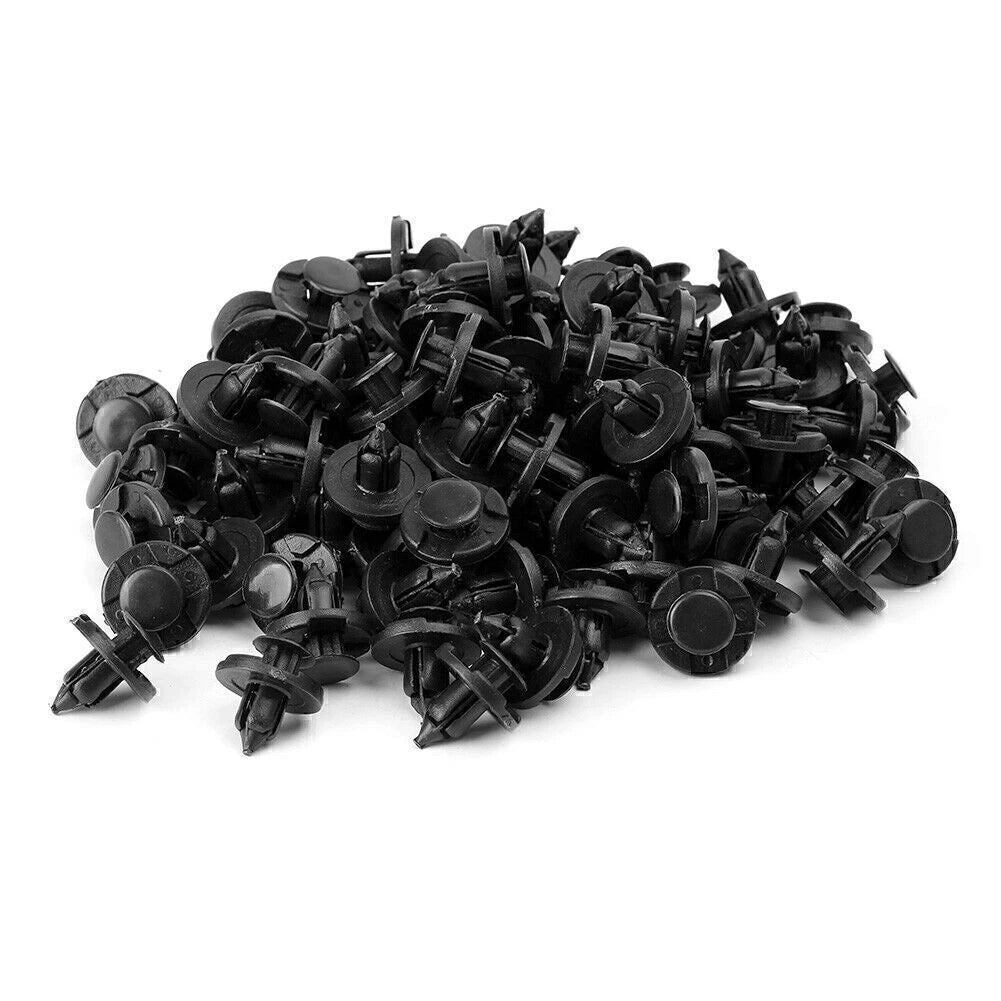 100x 8mm Black Hole Plastic Rivets Fastener Clips for Nissan (All Years)