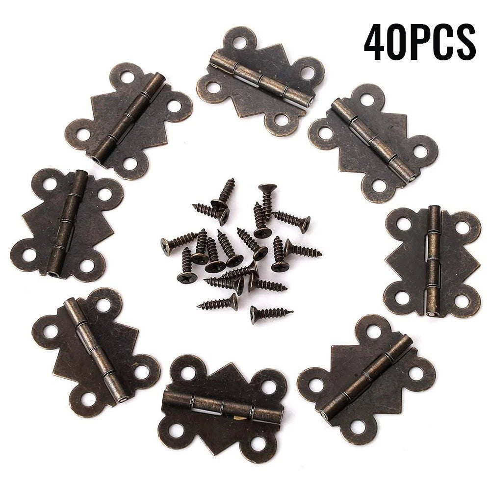 Set of 40 Antique Bronze Butterfly Hinges 20x25mm