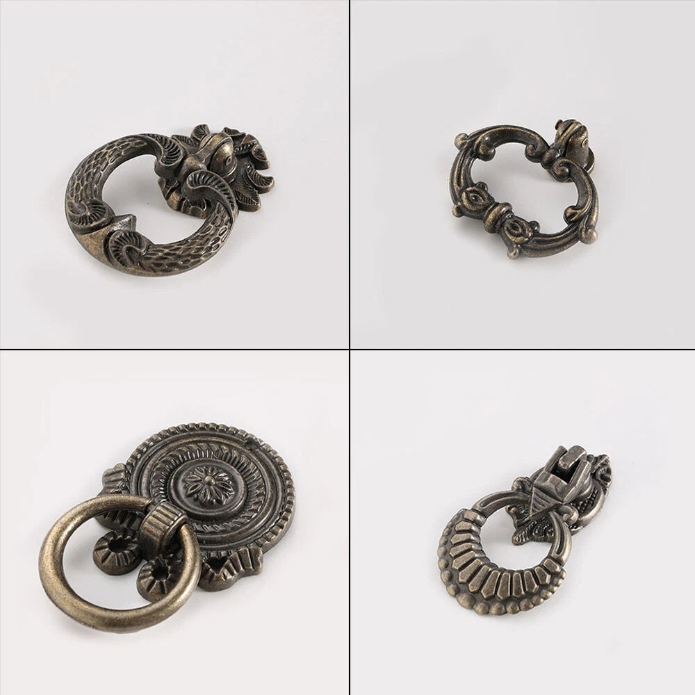 Set of 10 Antique Drop Ring Handles for Kitchen Cupboard Drawer Pulls