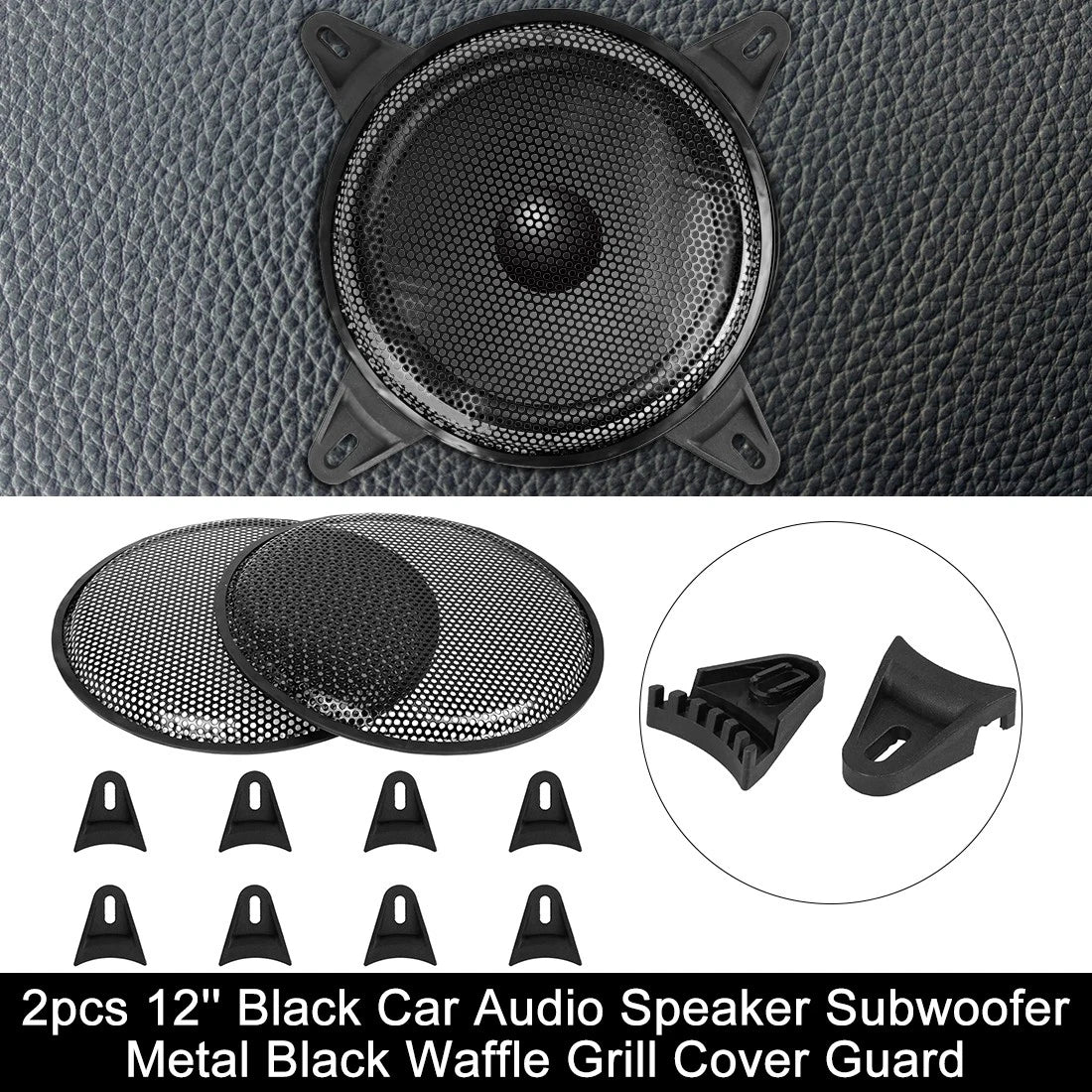 2X 12'' Black Speaker Subwoofer Grill Cover for Car Audio Systems