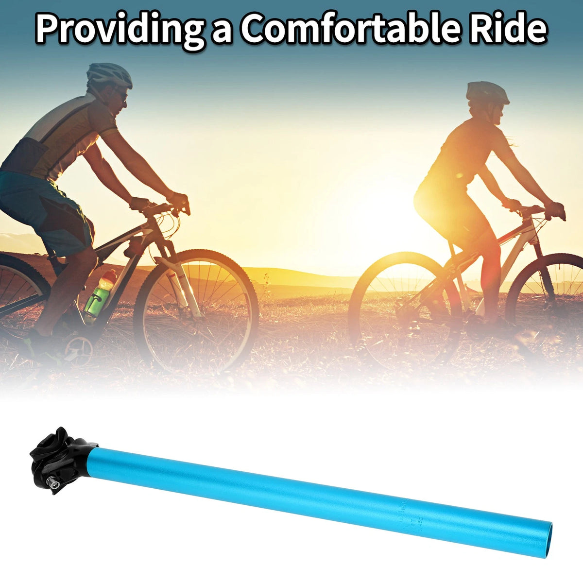 Seat Post Clamp Bike Seat Tube 28.6x450mm Adjustable Angle for Blue Aluminum