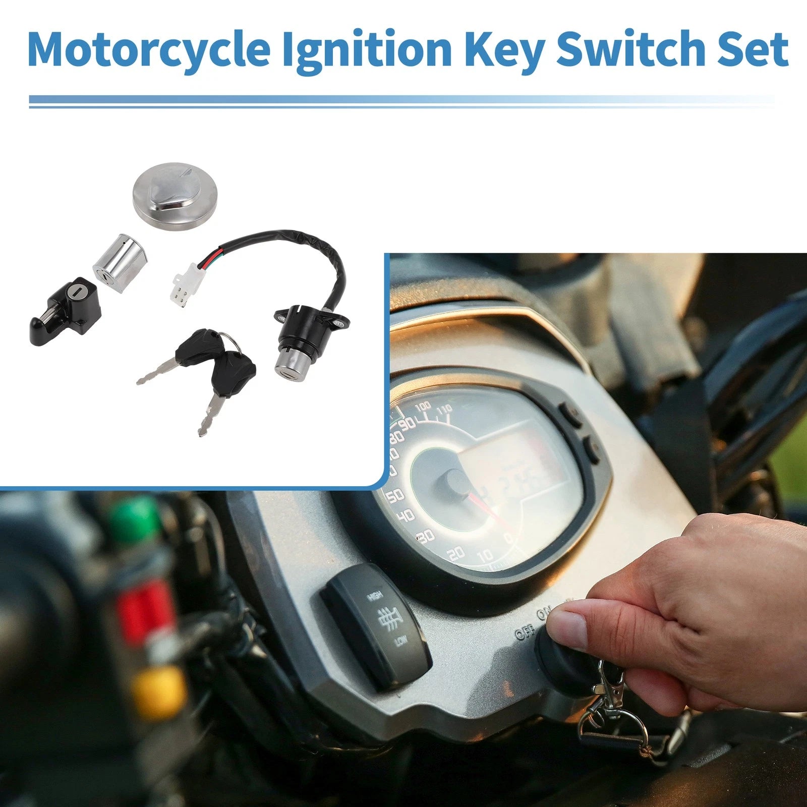 Ignition Key Switch Ignition Switch Lock Set for Honda Rebel (1985–2015)