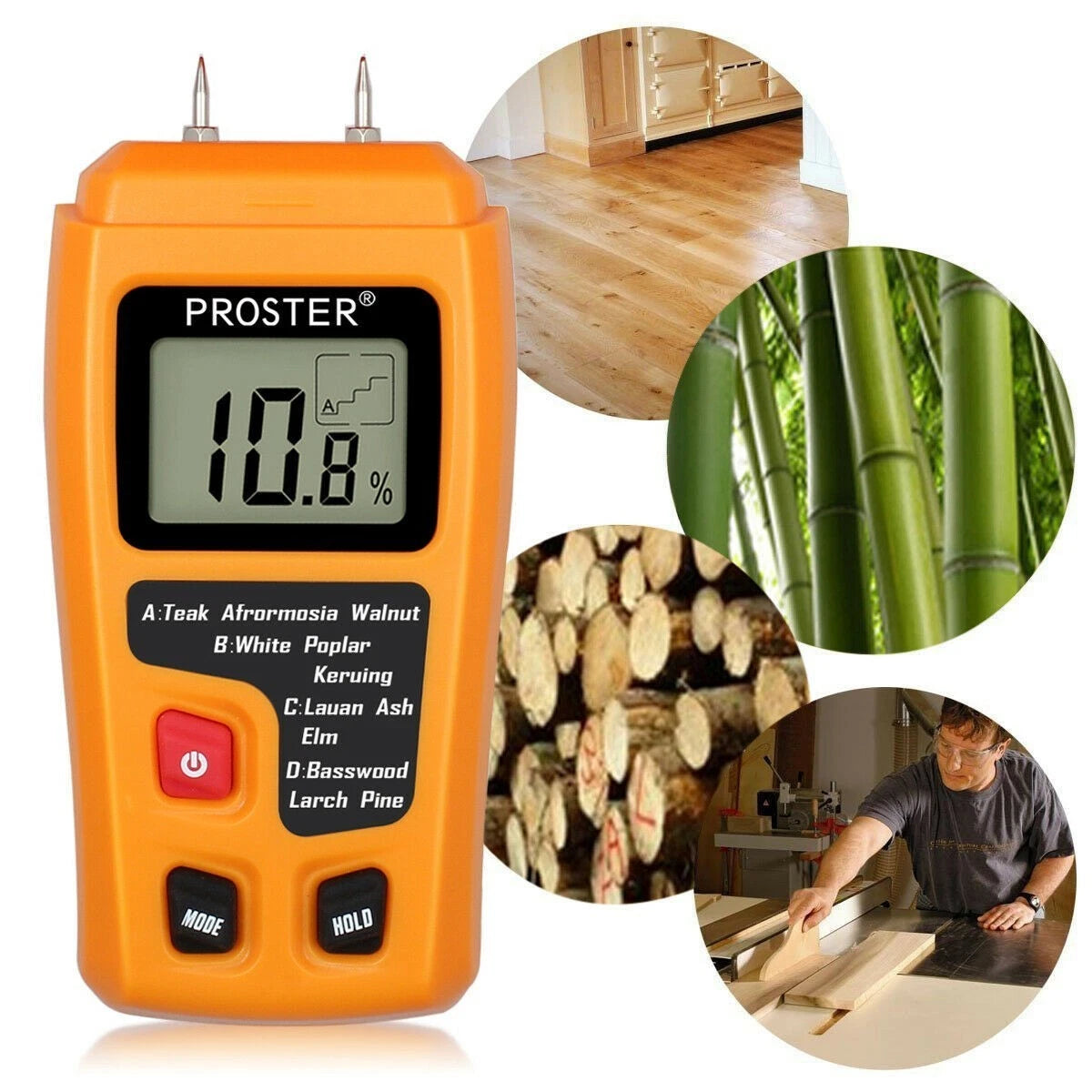 Moisture Tester for Wood (Digital, LCD, Two Pins)