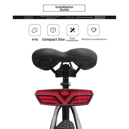 Waterproof DR006 Taillight for Electric Bikes (6V-48V) V-Shaped Dual Mode LED