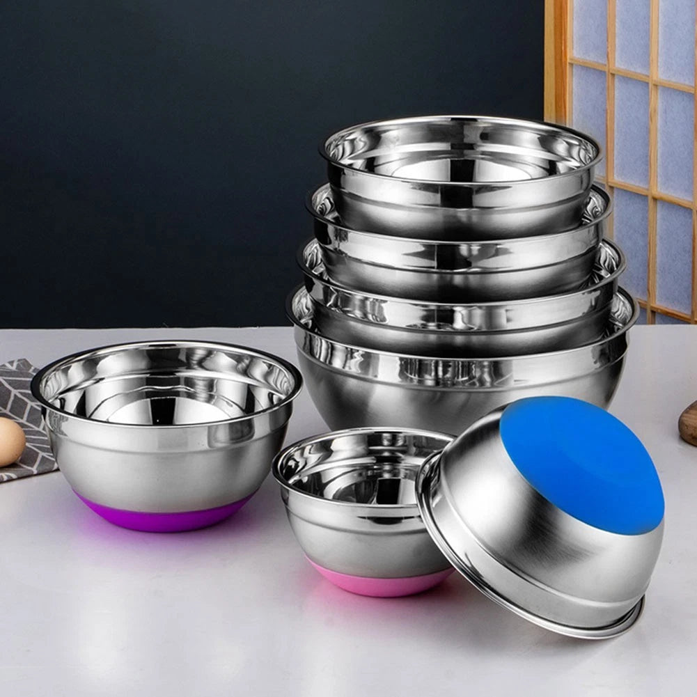 Stainless Steel Salad Serving Bowl with Secure Base